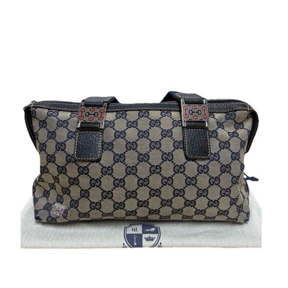 Gucci Handbags - GUCCI GG Canvas Web Sherry Line Hand Bag Serial No. 145759 002122